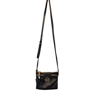Michael Kors Fulton Black Pebble Leather Crossbody Over the Shoulder Bag